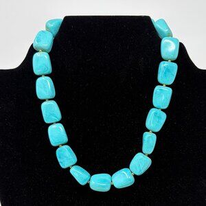 Vintage Trifari Faux Bead Turquoise Necklace Choker Jewelry Western